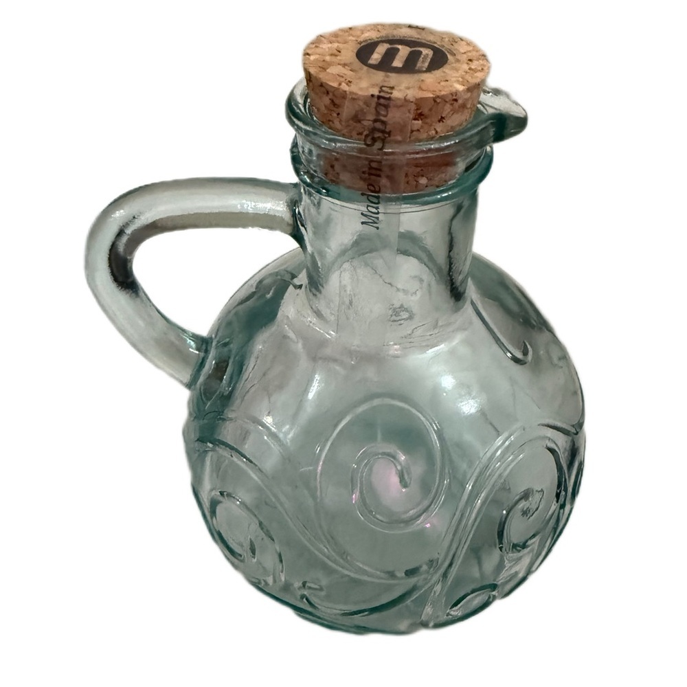 Clear Glass oil Cruet with Cork Stopper New